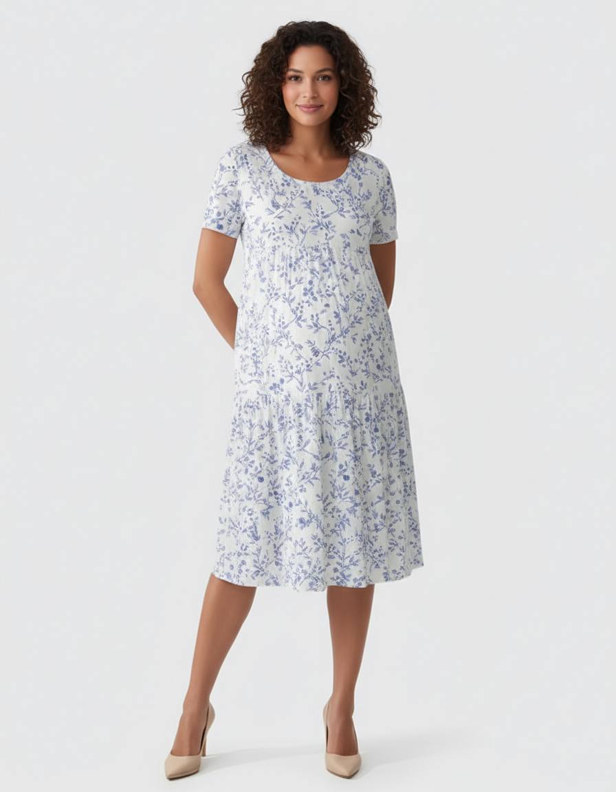 Bump Society – The Comfort Collection: Empire Waist Tiered Maternity Midi Dress-Bump Society