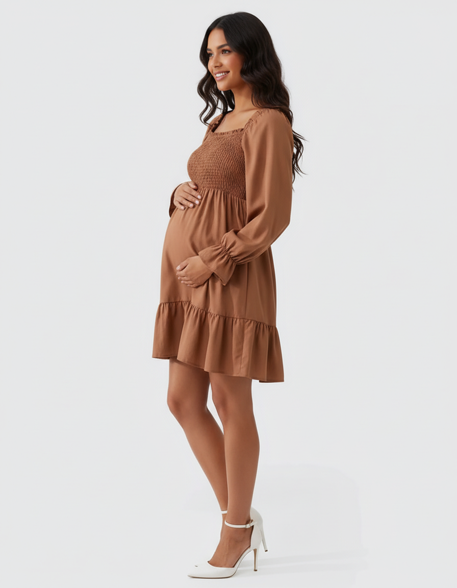 Bump Society – The Comfort Collection: Flared Sleeve A-line Babydoll Maternity Dress-Bump Society