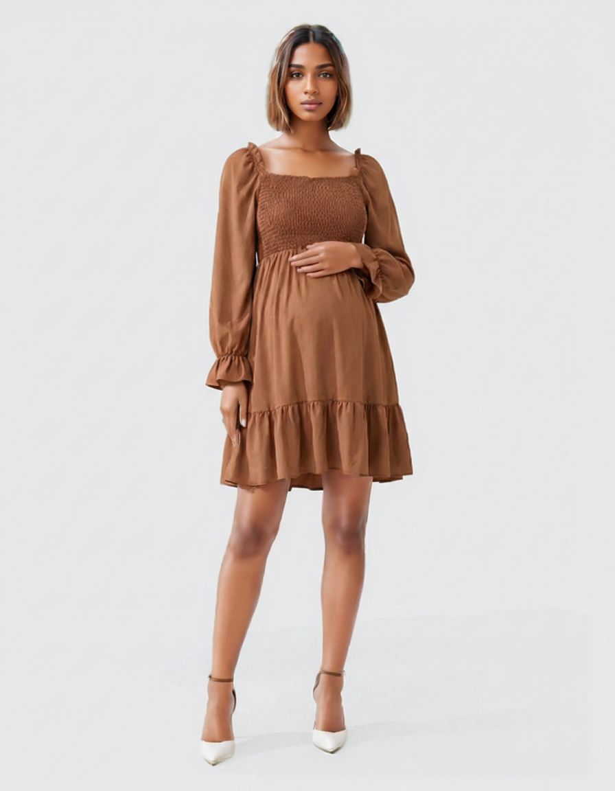 Bump Society – The Comfort Collection: Flared Sleeve A-line Babydoll Maternity Dress-Bump Society