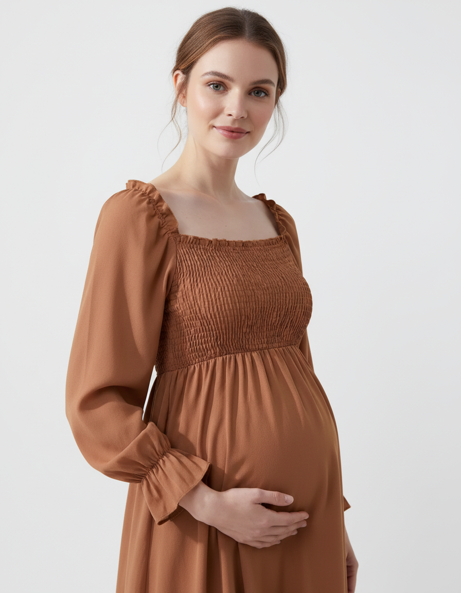Bump Society – The Comfort Collection: Flared Sleeve A-line Babydoll Maternity Dress-Bump Society