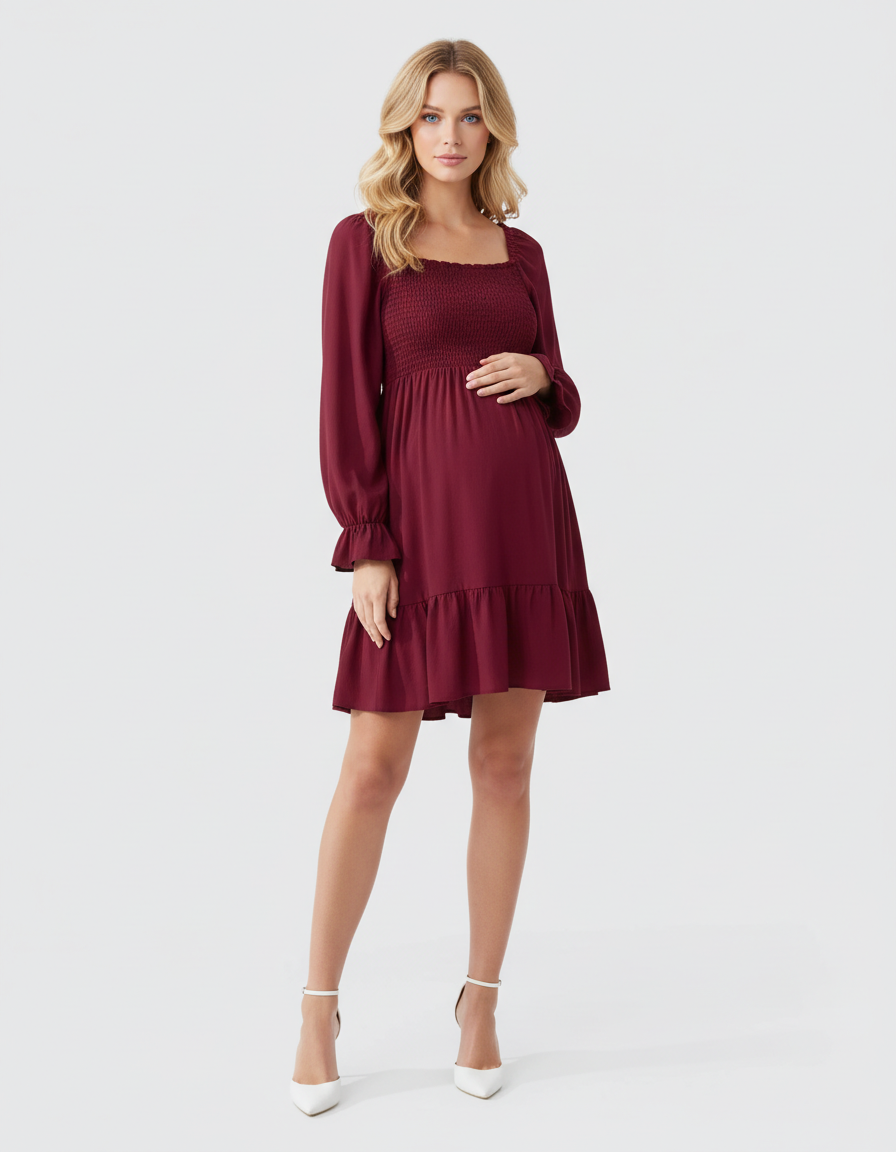 Bump Society – The Comfort Collection: Flared Sleeve A-line Babydoll Maternity Dress-Bump Society