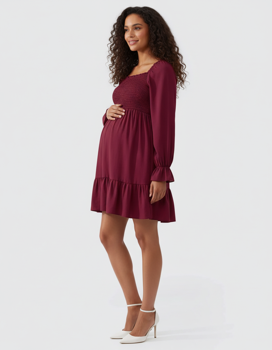 Bump Society – The Comfort Collection: Flared Sleeve A-line Babydoll Maternity Dress-Bump Society