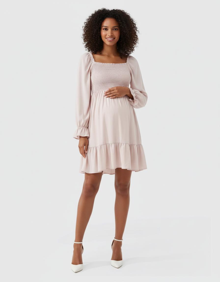 Bump Society – The Comfort Collection: Flared Sleeve A-line Babydoll Maternity Dress-Bump Society