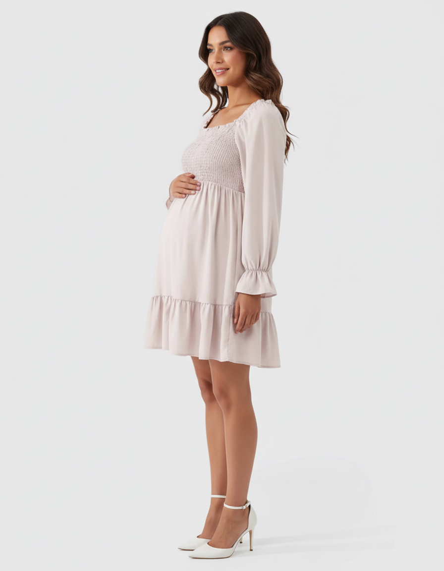 Bump Society – The Comfort Collection: Flared Sleeve A-line Babydoll Maternity Dress-Bump Society