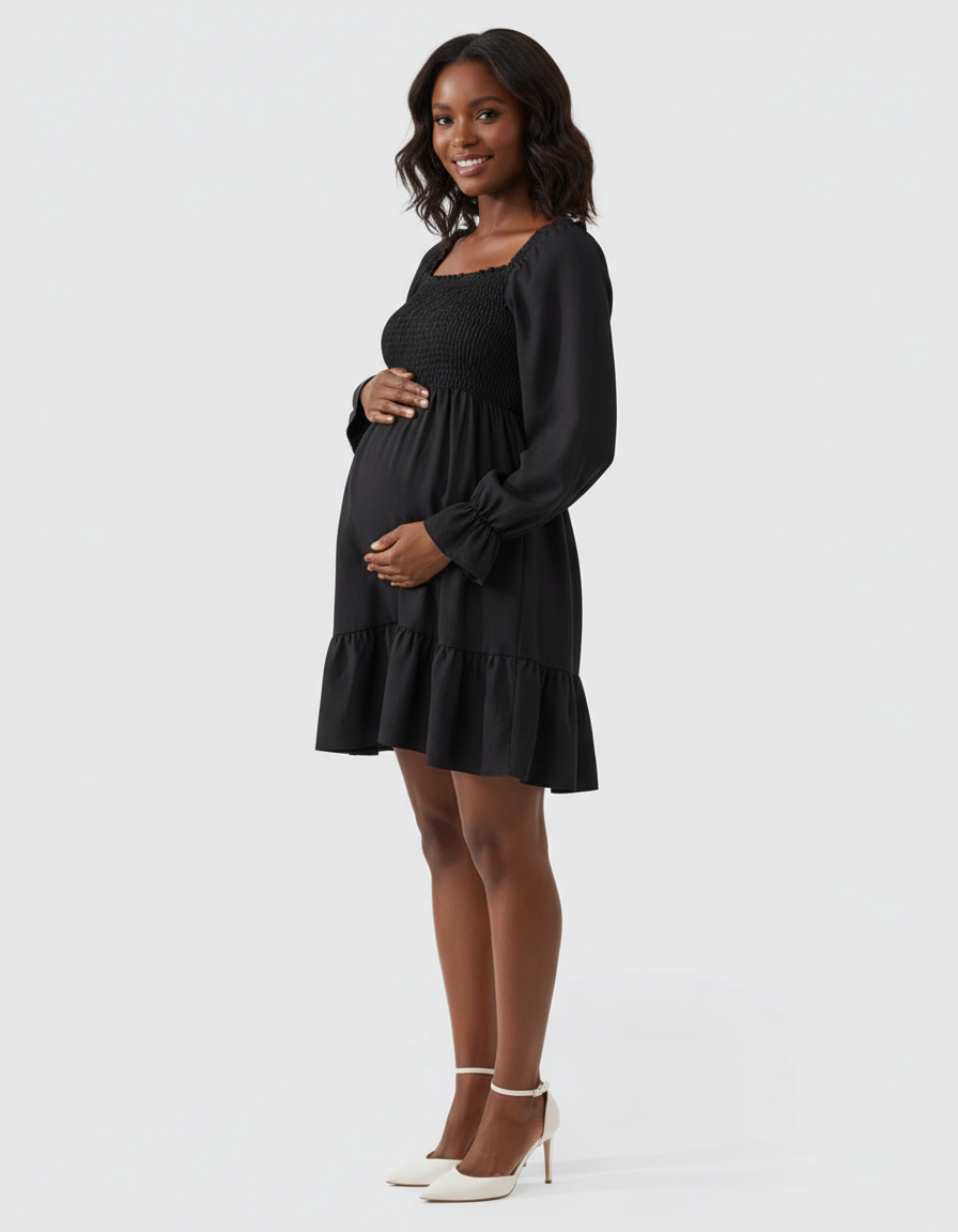 Bump Society – The Comfort Collection: Flared Sleeve A-line Babydoll Maternity Dress-Bump Society