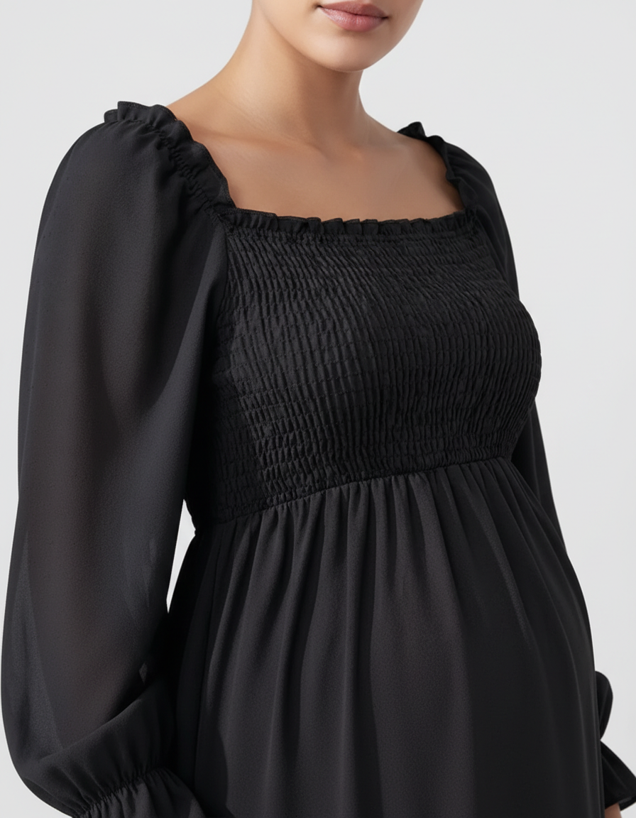 Bump Society – The Comfort Collection: Flared Sleeve A-line Babydoll Maternity Dress-Bump Society