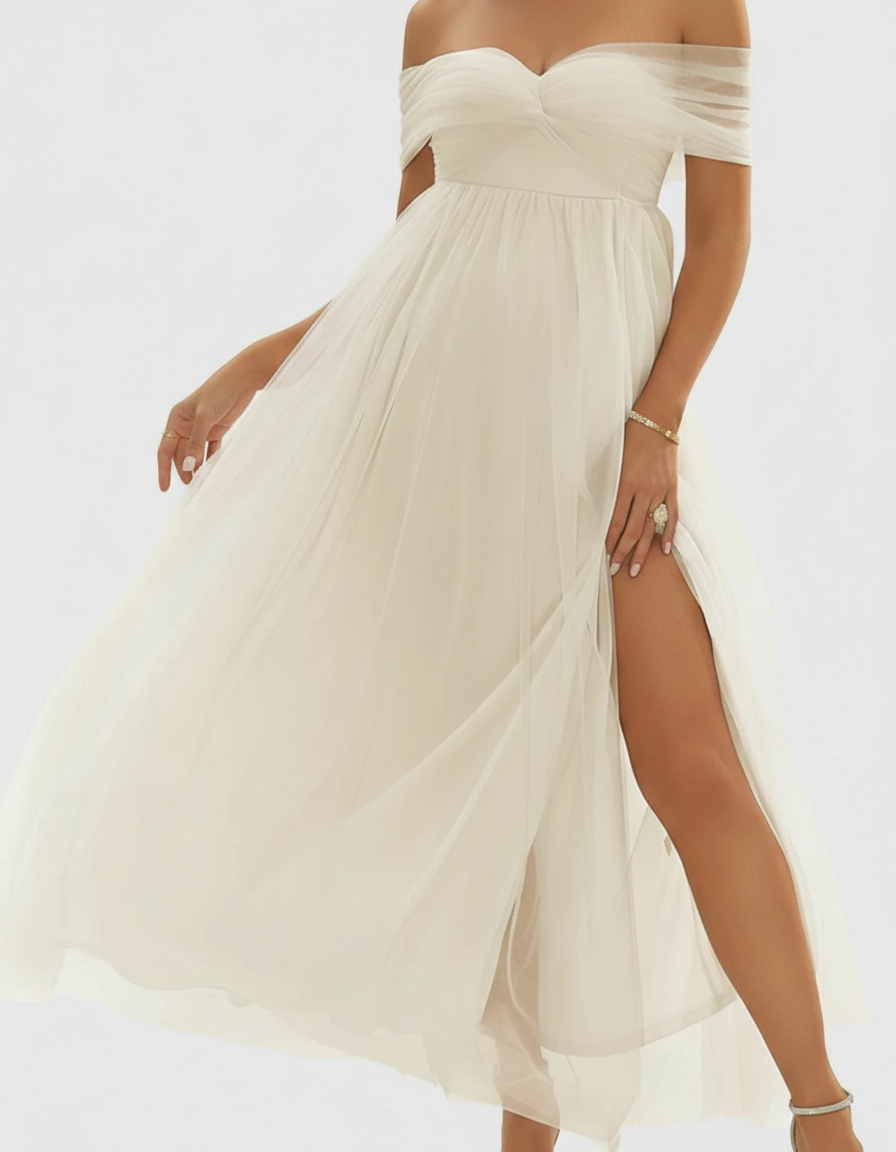 Bump Society – The Comfort Collection: Flowing Off-Shoulder Maternity Gown-Bump Society