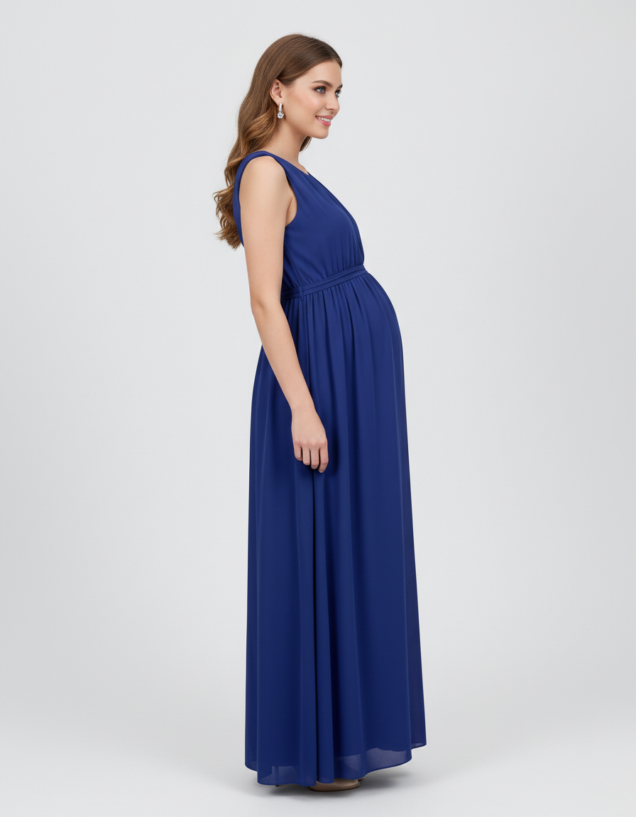 Bump Society – The Comfort Collection: Gathered Bodice Elegant Maternity Maxi Dress-Bump Society