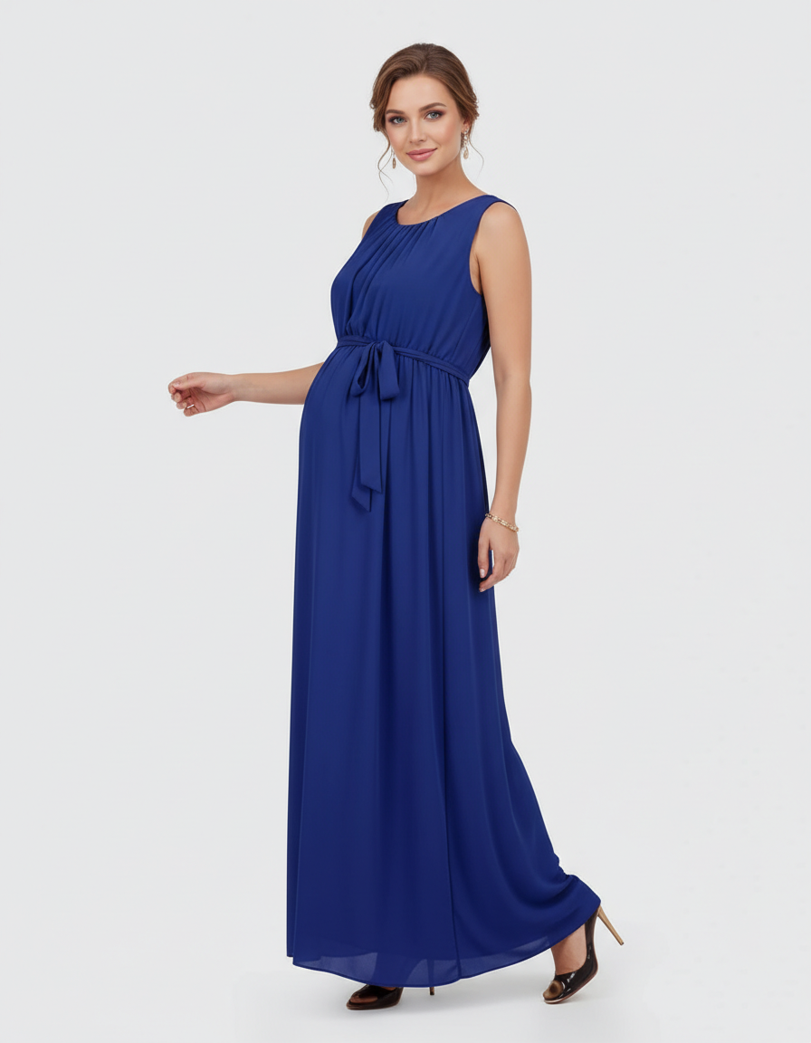 Bump Society – The Comfort Collection: Gathered Bodice Elegant Maternity Maxi Dress-Bump Society