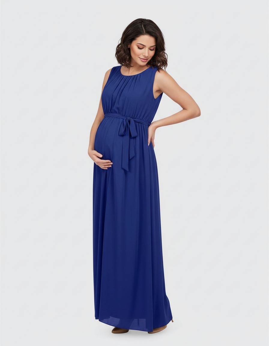 Bump Society – The Comfort Collection: Gathered Bodice Elegant Maternity Maxi Dress-Bump Society