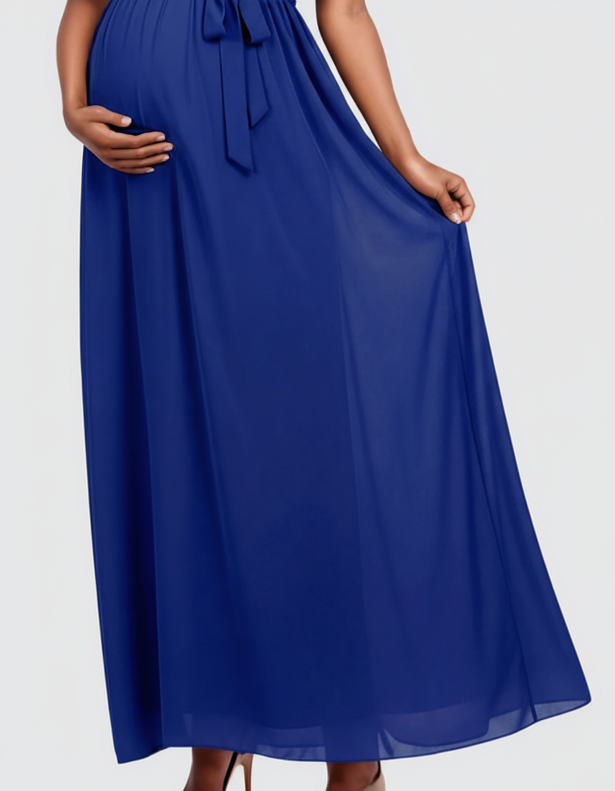 Bump Society – The Comfort Collection: Gathered Bodice Elegant Maternity Maxi Dress-Bump Society