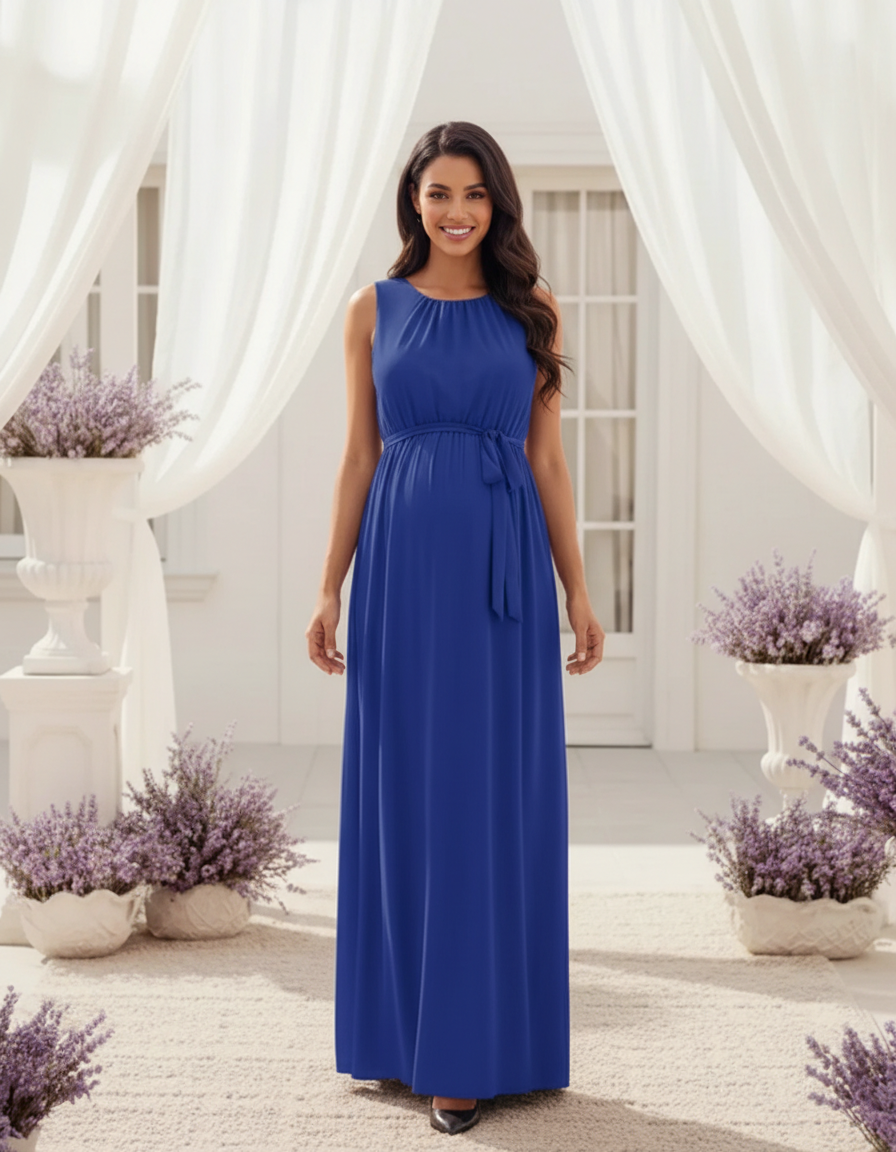 Bump Society – The Comfort Collection: Gathered Bodice Elegant Maternity Maxi Dress-Bump Society