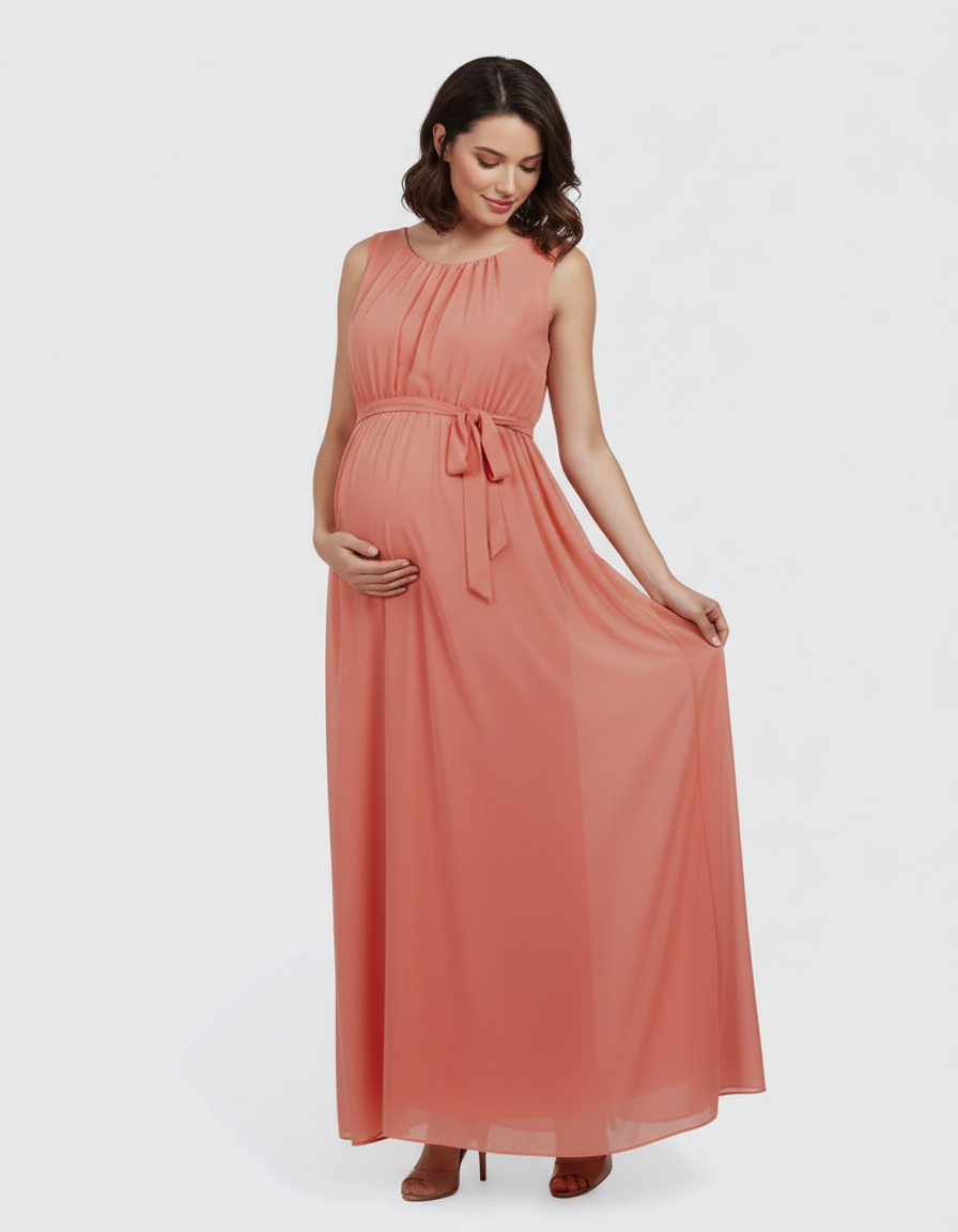 Bump Society – The Comfort Collection: Gathered Bodice Elegant Maternity Maxi Dress-Bump Society
