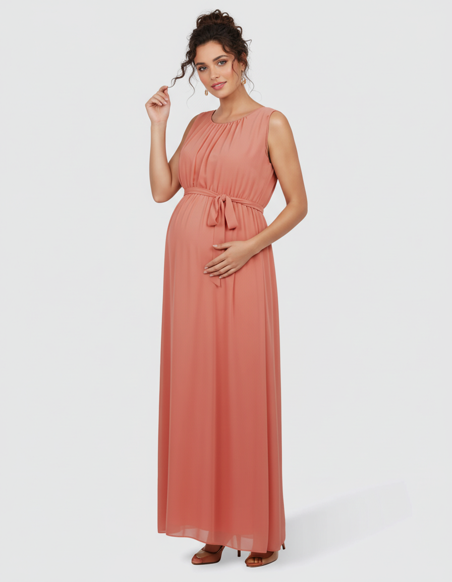 Bump Society – The Comfort Collection: Gathered Bodice Elegant Maternity Maxi Dress-Bump Society