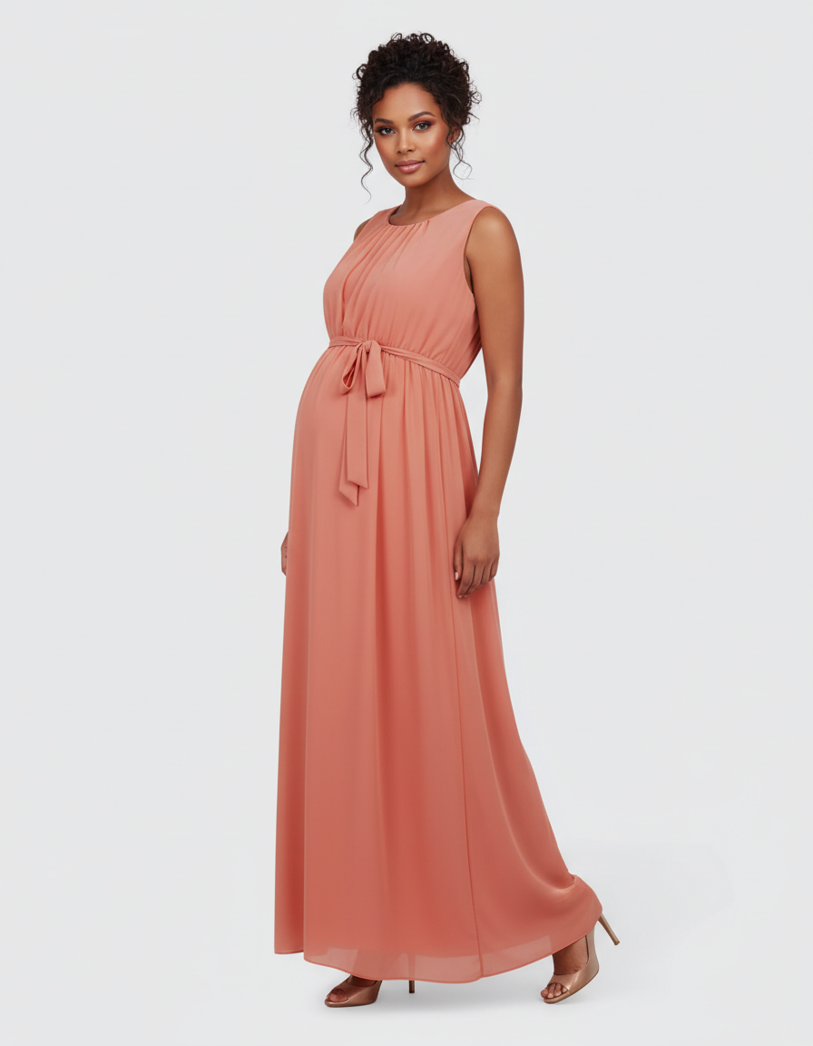 Bump Society – The Comfort Collection: Gathered Bodice Elegant Maternity Maxi Dress-Bump Society