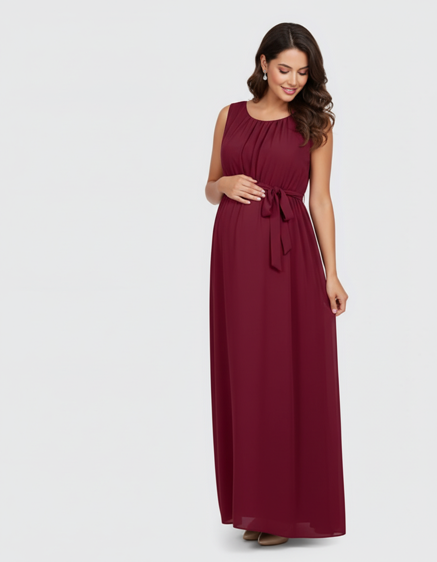 Bump Society – The Comfort Collection: Gathered Bodice Elegant Maternity Maxi Dress-Bump Society