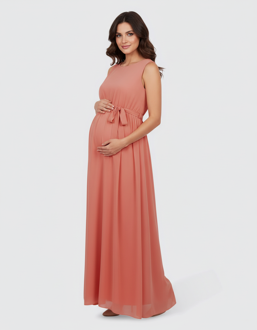 Bump Society – The Comfort Collection: Gathered Bodice Elegant Maternity Maxi Dress-Bump Society