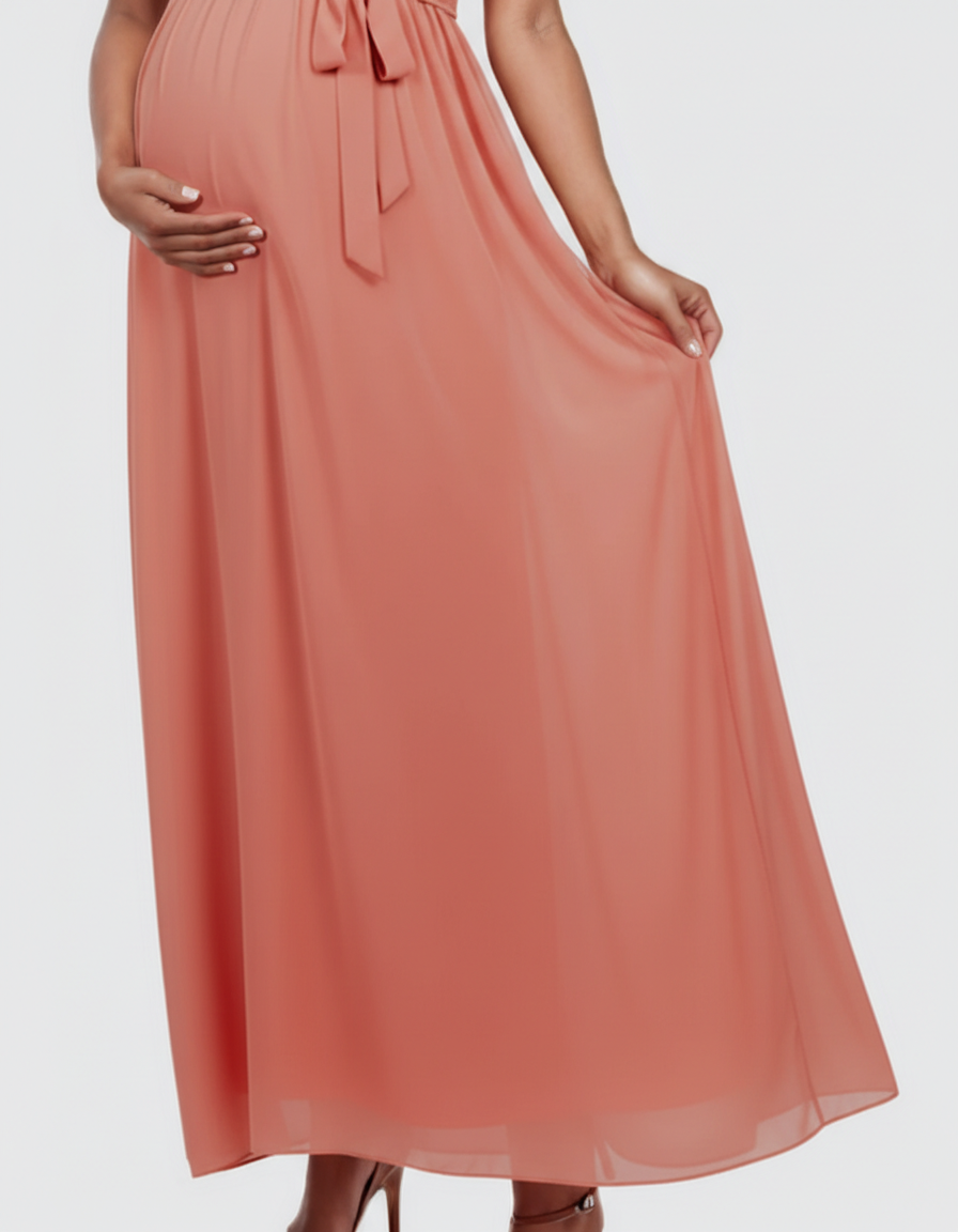 Bump Society – The Comfort Collection: Gathered Bodice Elegant Maternity Maxi Dress-Bump Society