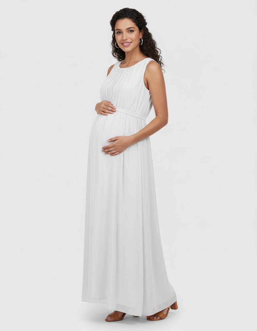 Bump Society – The Comfort Collection: Gathered Bodice Elegant Maternity Maxi Dress-Bump Society