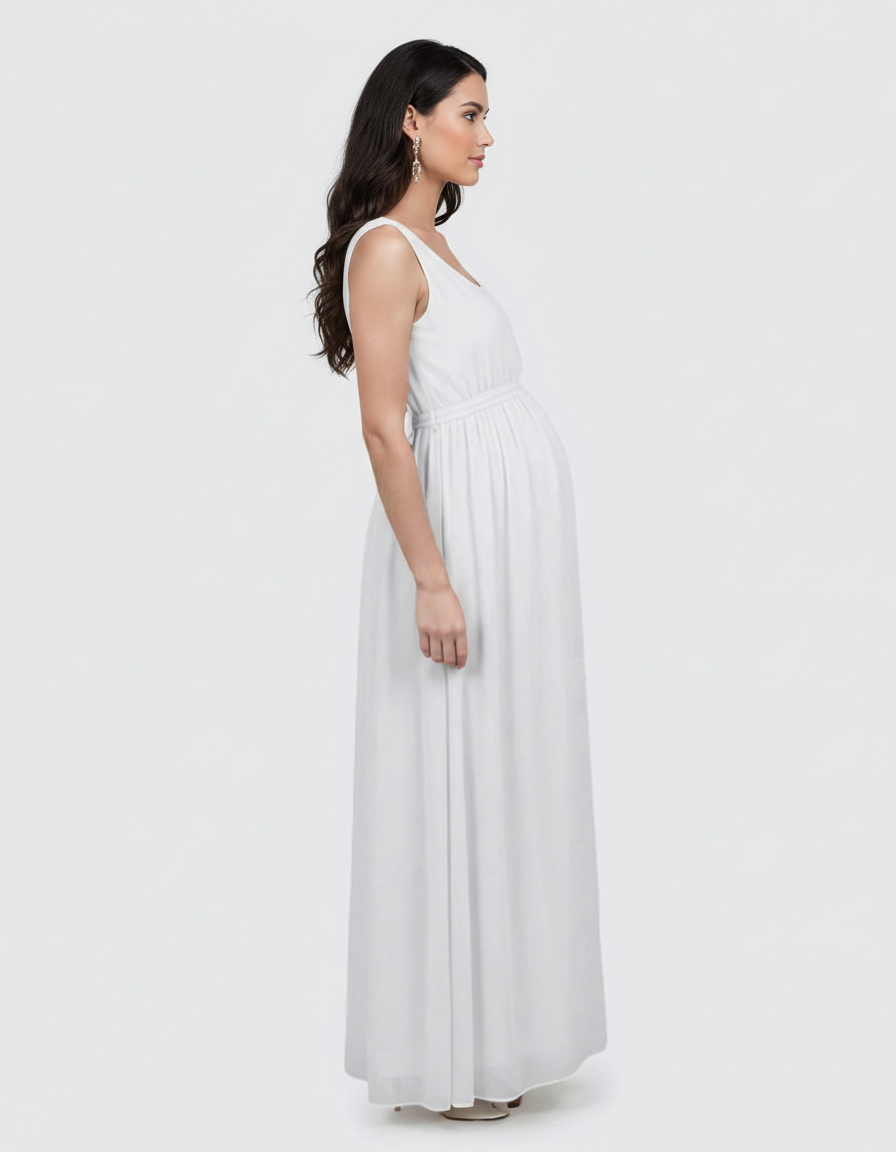 Bump Society – The Comfort Collection: Gathered Bodice Elegant Maternity Maxi Dress-Bump Society