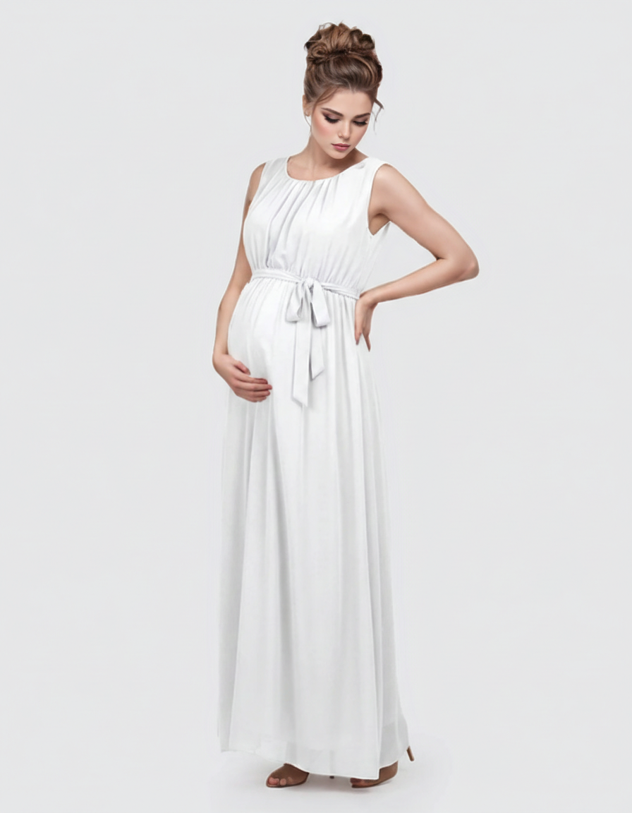 Bump Society – The Comfort Collection: Gathered Bodice Elegant Maternity Maxi Dress-Bump Society