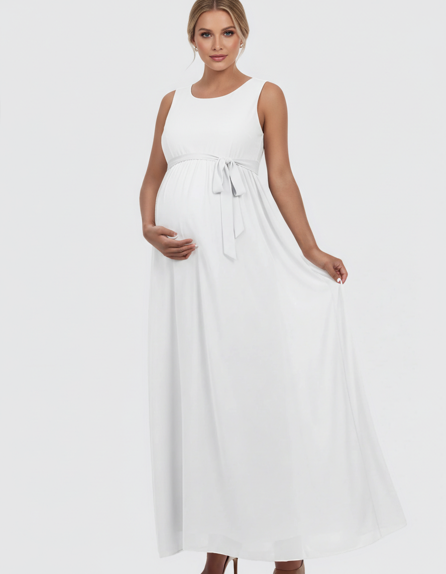 Bump Society – The Comfort Collection: Gathered Bodice Elegant Maternity Maxi Dress-Bump Society