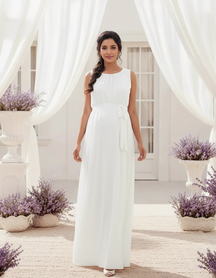 Bump Society – The Comfort Collection: Gathered Bodice Elegant Maternity Maxi Dress-Bump Society