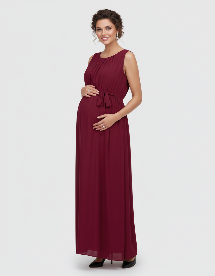 Bump Society – The Comfort Collection: Gathered Bodice Elegant Maternity Maxi Dress-Bump Society