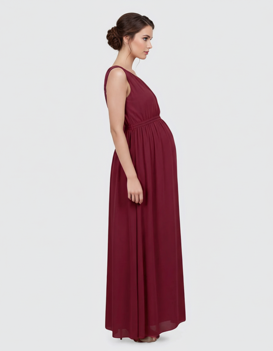 Bump Society – The Comfort Collection: Gathered Bodice Elegant Maternity Maxi Dress-Bump Society