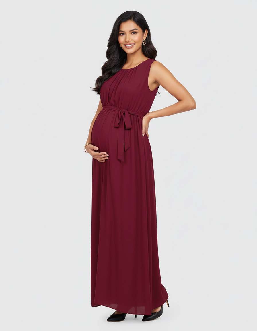 Bump Society – The Comfort Collection: Gathered Bodice Elegant Maternity Maxi Dress-Bump Society