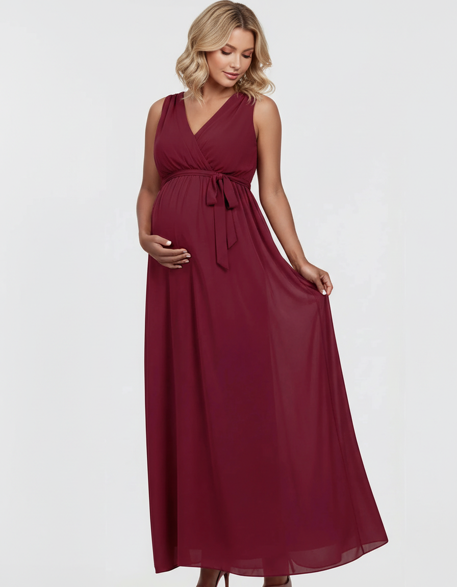 Bump Society – The Comfort Collection: Gathered Bodice Elegant Maternity Maxi Dress-Bump Society