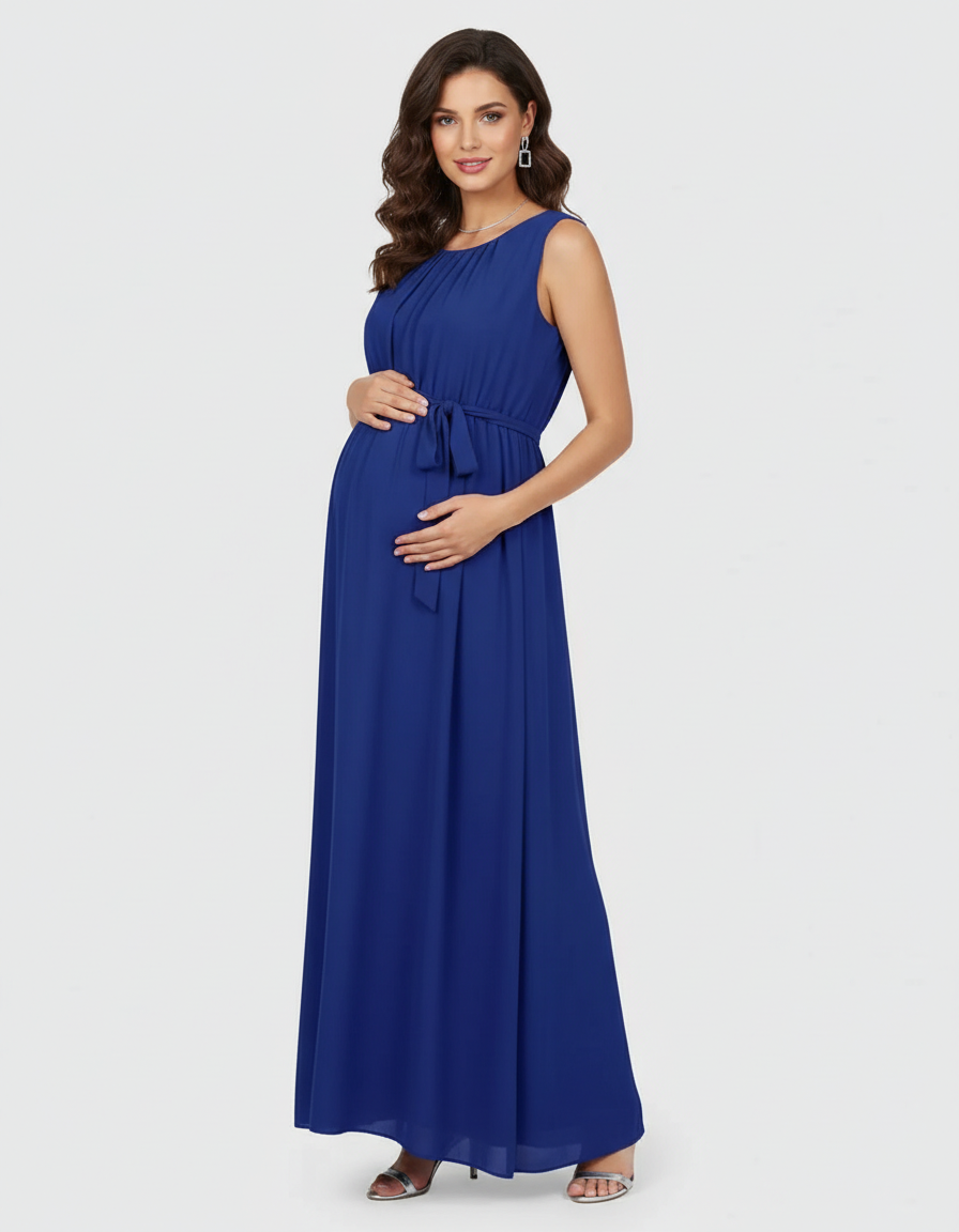 Bump Society – The Comfort Collection: Gathered Bodice Elegant Maternity Maxi Dress-Bump Society