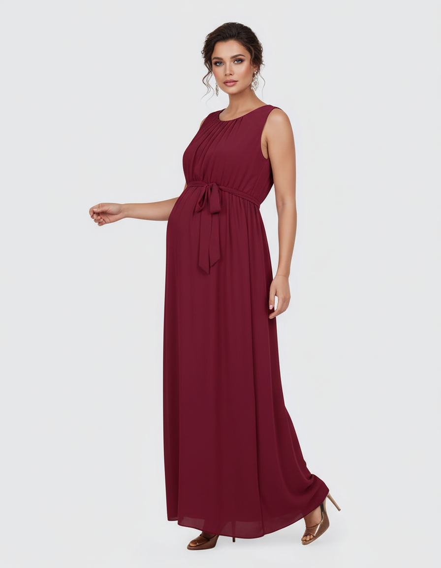 Bump Society – The Comfort Collection: Gathered Bodice Elegant Maternity Maxi Dress-Bump Society