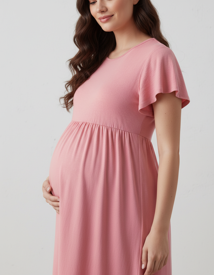 Bump Society – The Comfort Collection: Gathered Ruffle-Sleeve Maternity-Bump Society