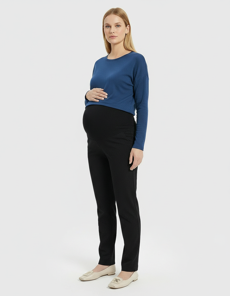 Bump Society – The Comfort Collection: High-Waist Cigarette Cut Maternity Trousers-Bump Society