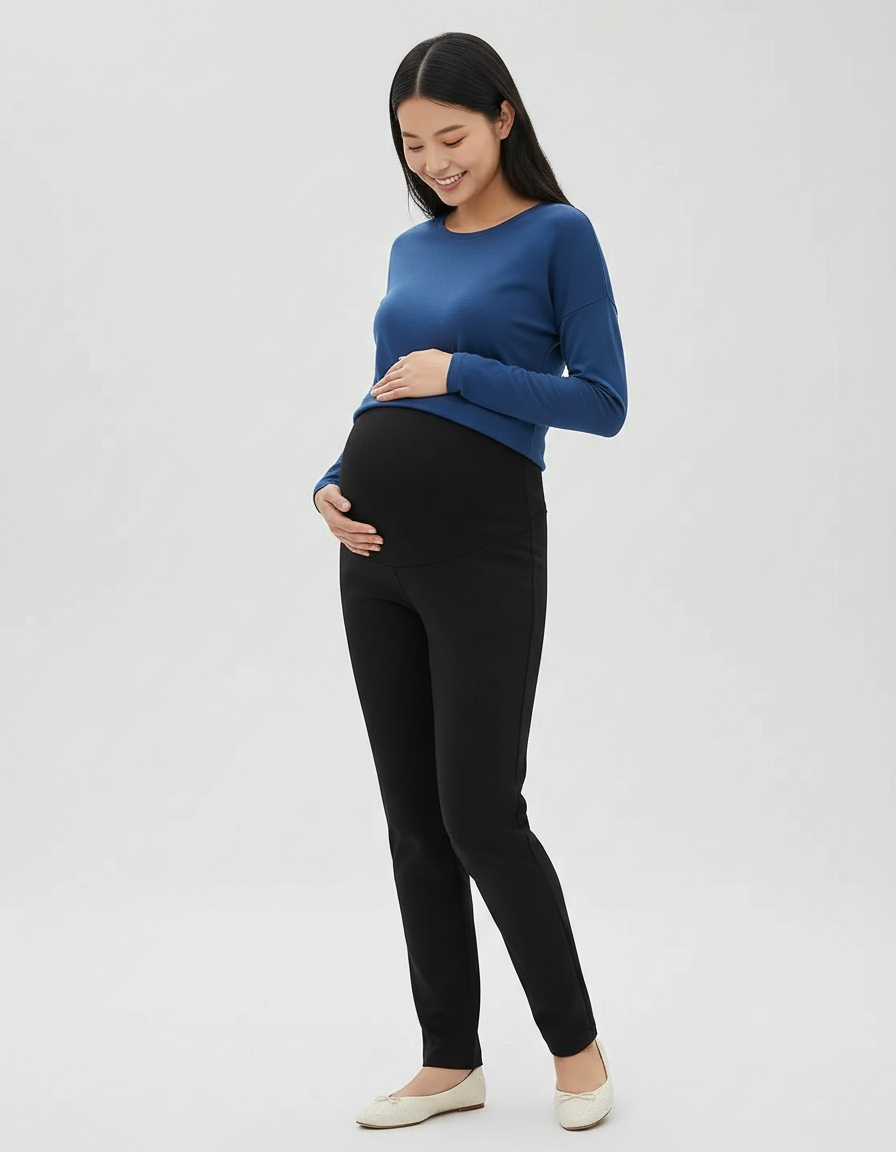 Bump Society – The Comfort Collection: High-Waist Cigarette Cut Maternity Trousers-Bump Society