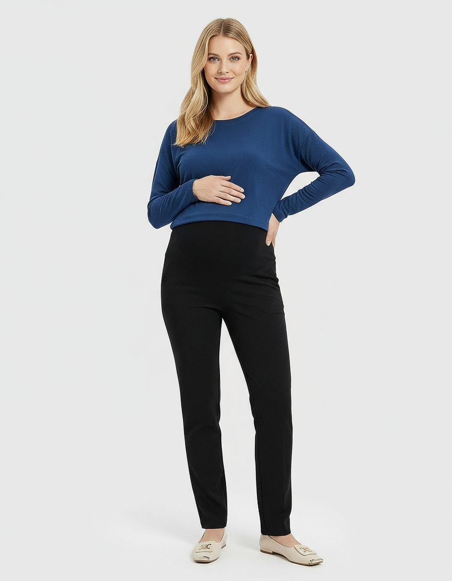 Bump Society – The Comfort Collection: High-Waist Cigarette Cut Maternity Trousers-Bump Society