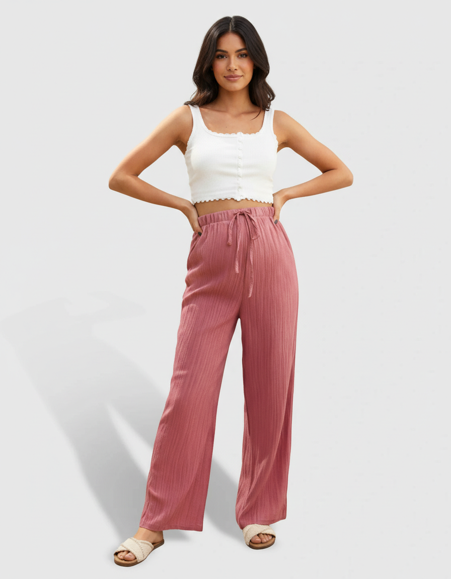 Bump Society – The Comfort Collection: High-Waisted Breathable Wide-Leg Maternity Trousers-Bump Society