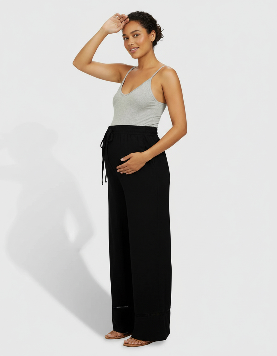 Bump Society – The Comfort Collection: High Waisted Maternity Wide Leg Pants-Bump Society