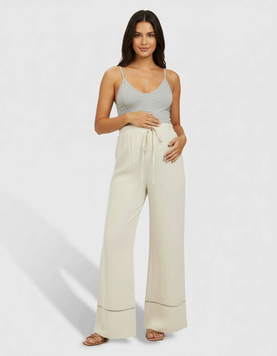 Bump Society – The Comfort Collection: High Waisted Maternity Wide Leg Pants-Bump Society