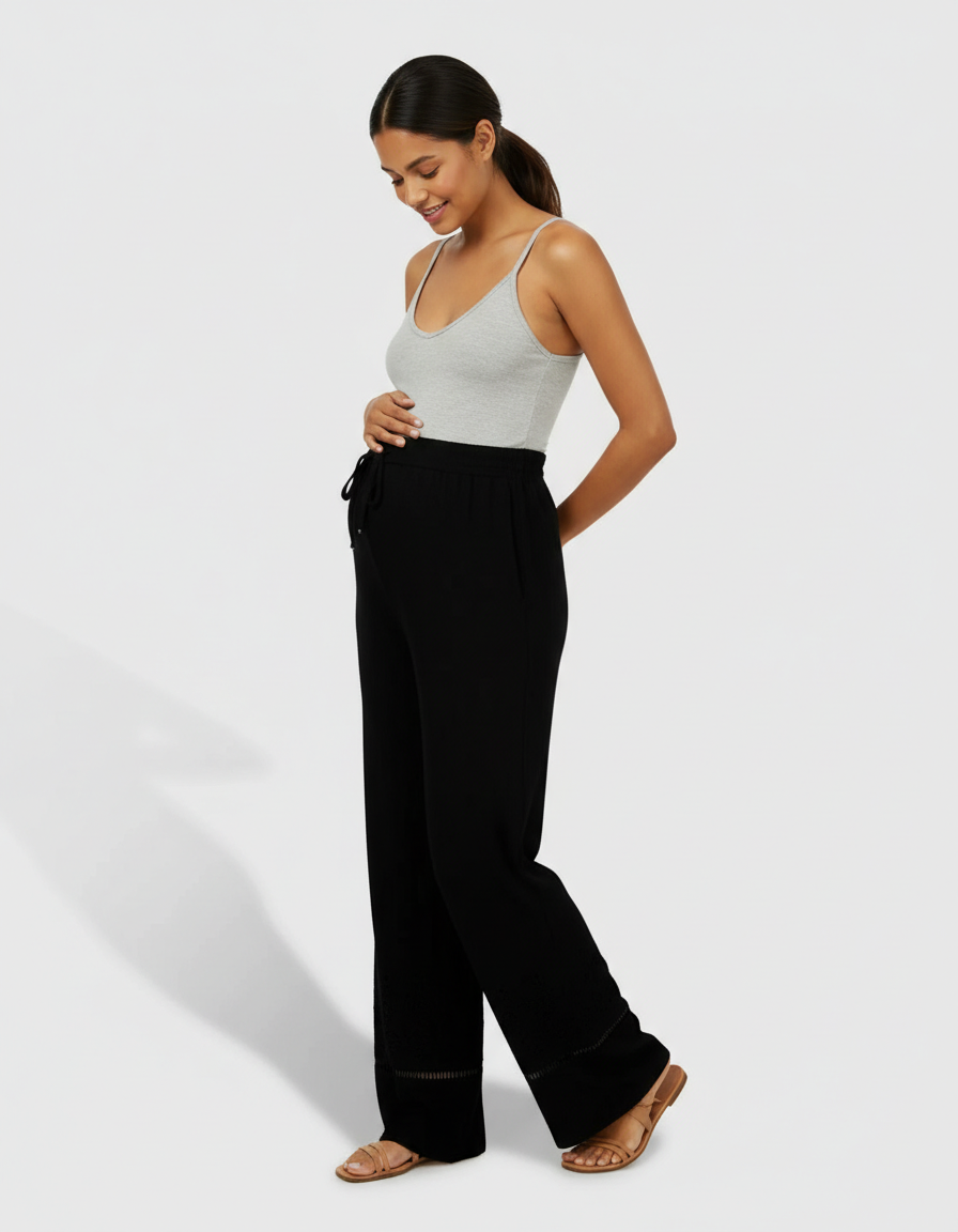 Bump Society – The Comfort Collection: High Waisted Maternity Wide Leg Pants-Bump Society