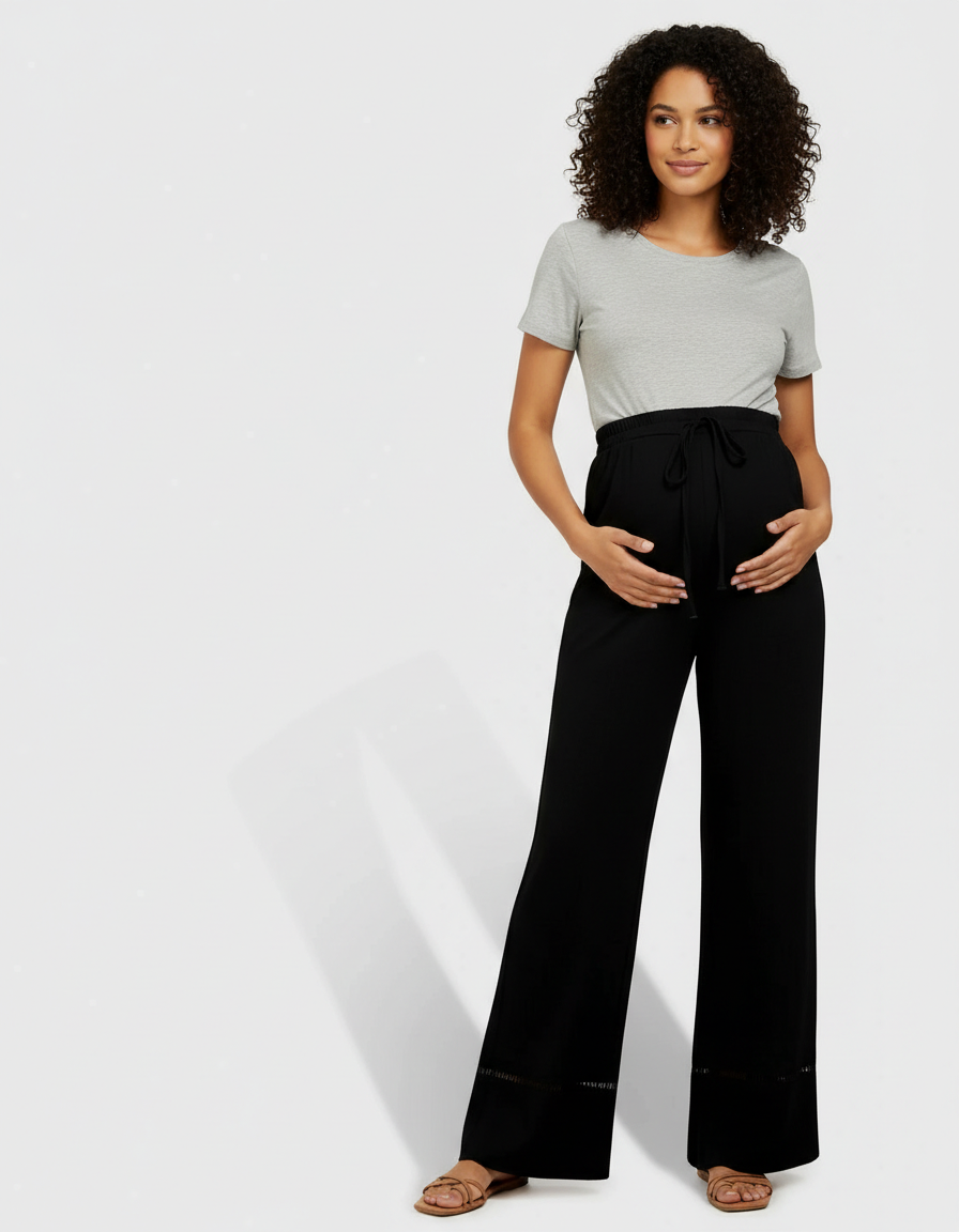 Bump Society – The Comfort Collection: High Waisted Maternity Wide Leg Pants-Bump Society