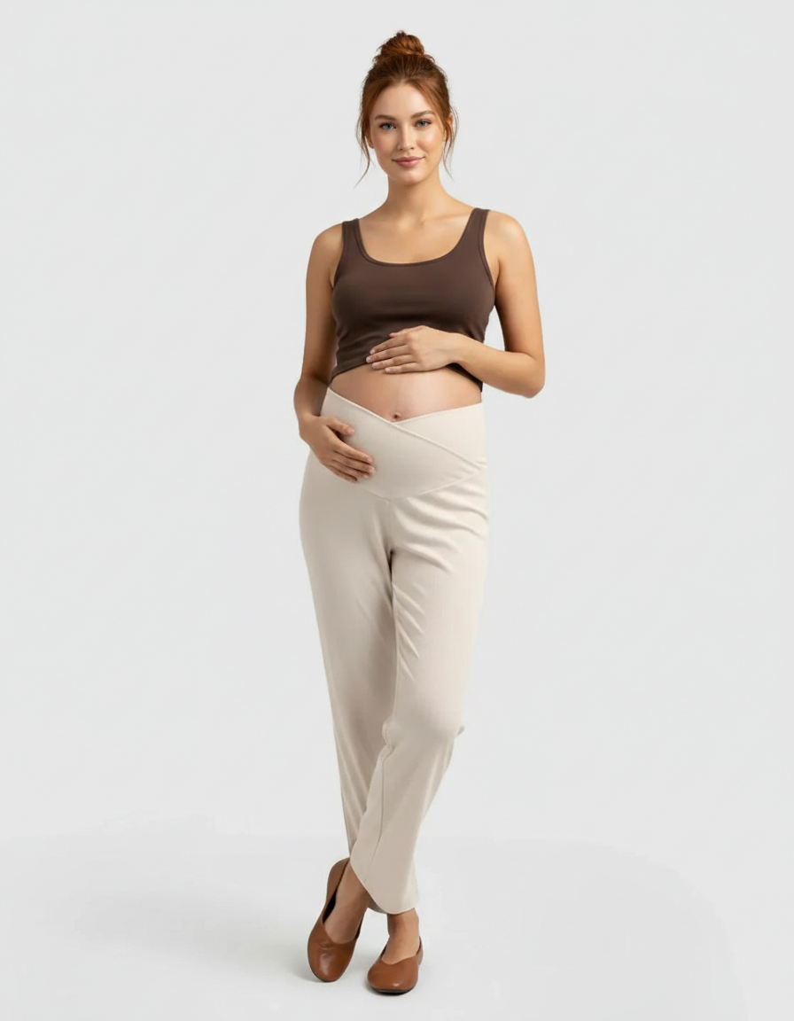 Bump Society – The Comfort Collection: High-Waisted Wide-Leg Tailored Maternity Pants-Bump Society