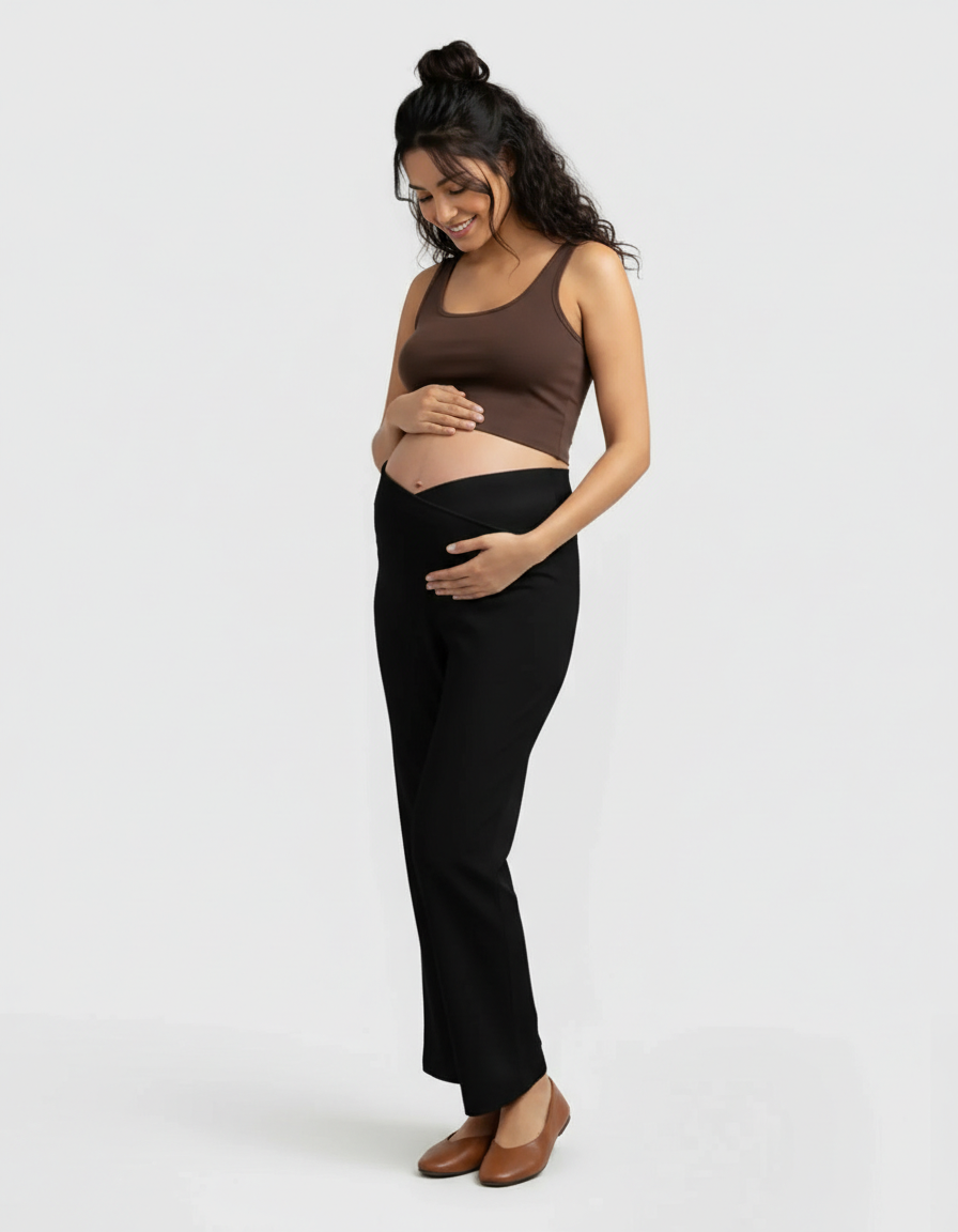 Bump Society – The Comfort Collection: High-Waisted Wide-Leg Tailored Maternity Pants-Bump Society