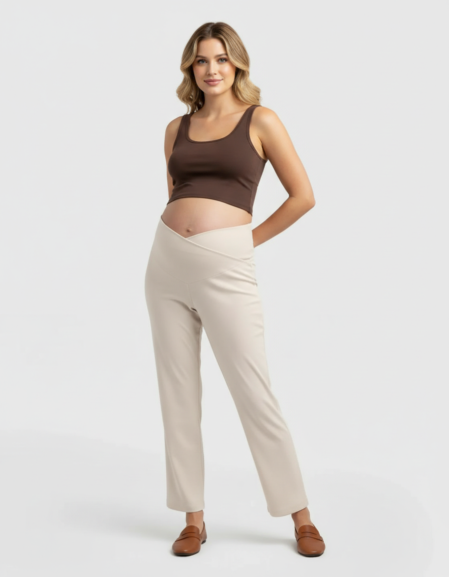 Bump Society – The Comfort Collection: High-Waisted Wide-Leg Tailored Maternity Pants-Bump Society