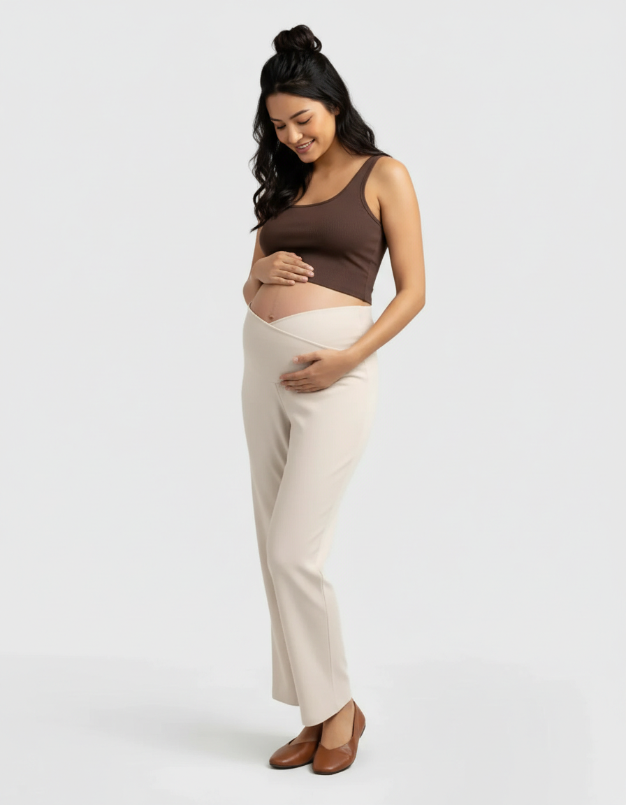 Bump Society – The Comfort Collection: High-Waisted Wide-Leg Tailored Maternity Pants-Bump Society
