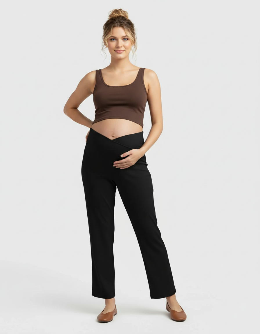 Bump Society – The Comfort Collection: High-Waisted Wide-Leg Tailored Maternity Pants-Bump Society