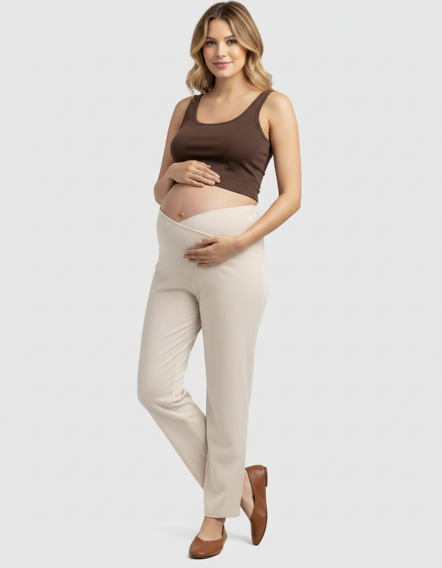Bump Society – The Comfort Collection: High-Waisted Wide-Leg Tailored Maternity Pants-Bump Society