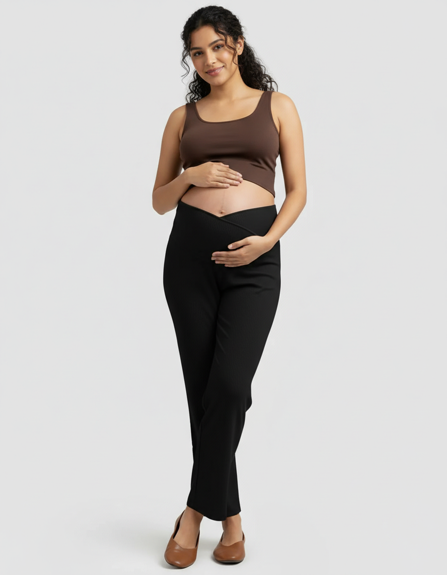 Bump Society – The Comfort Collection: High-Waisted Wide-Leg Tailored Maternity Pants-Bump Society