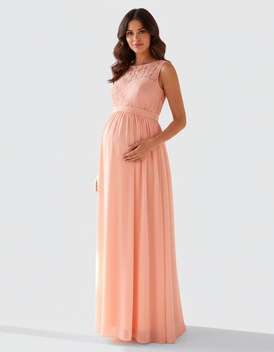 Bump Society – The Comfort Collection: Lace Bodice Elegant Maternity Maxi Dress-Bump Society